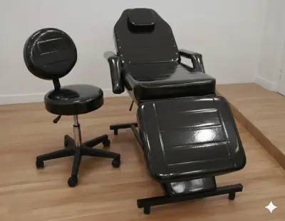 شيزلونج وكرسي التجميل التخصصي لعيادات التجميل الفاخرة - اسود - YASSO STORE