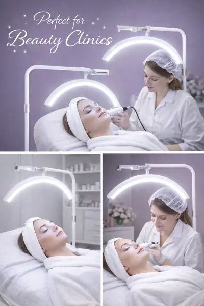 مصباح LED نصف القمر الاحترافي لصالونات التجميل وعيادات العناية بالبشرة  - لون ابيض - صورة إضافية