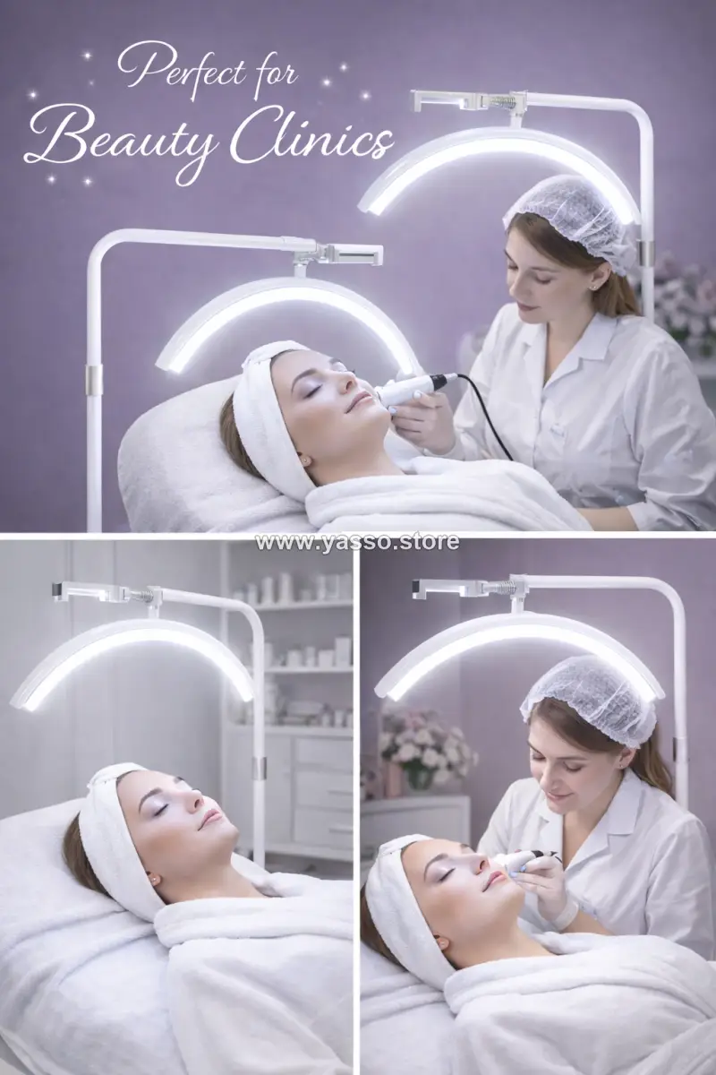 مصباح LED نصف القمر Half Moon Light الاحترافي لصالونات التجميل وعيادات العناية بالبشرة  - لون ابيض - YASSO STORE