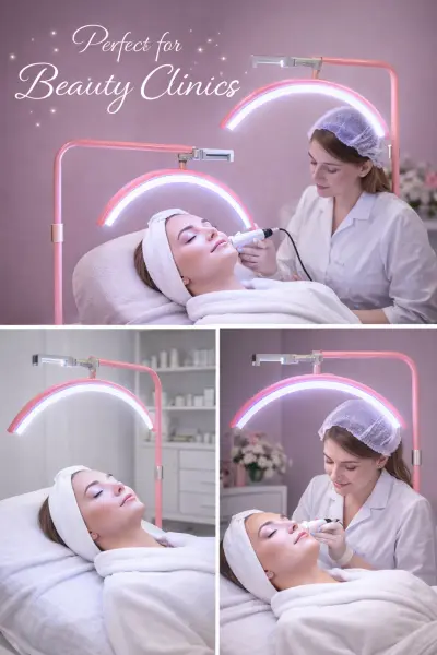 مصباح LED نصف القمر الاحترافي لصالونات التجميل وعيادات العناية بالبشرة - لون بينك - صورة إضافية