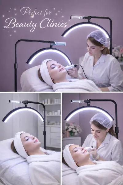 مصباح LED نصف القمر الاحترافي لصالونات التجميل وعيادات العناية بالبشرة  - لون اسود - صورة إضافية