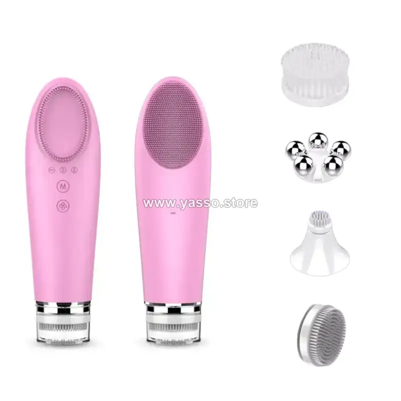 facify beauty wand تنظيف وتدليك الوجه الكهربائية من السيليكون الناعم - لون بينك - YASSO STORE