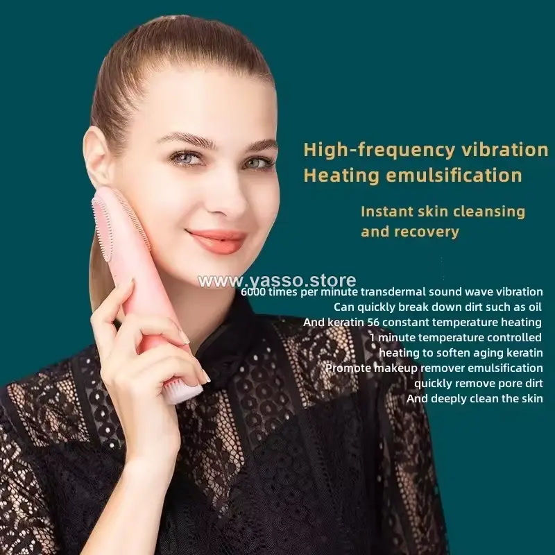 facify beauty wand تنظيف وتدليك الوجه الكهربائية من السيليكون الناعم - لون بينك - YASSO STORE