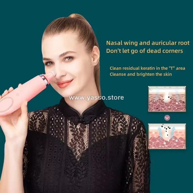 facify beauty wand تنظيف وتدليك الوجه الكهربائية من السيليكون الناعم - لون بينك - YASSO STORE