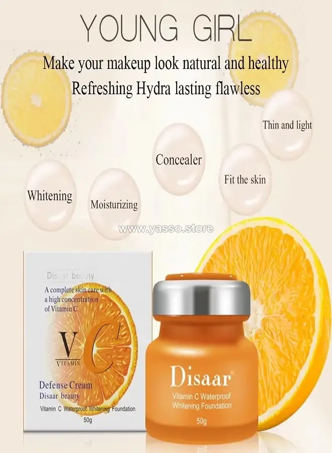 كريم أساس DISAAR Beauty بفيتامين C 🍊✨إشراقة ملكية وتغطية مثالية - YASSO STORE
