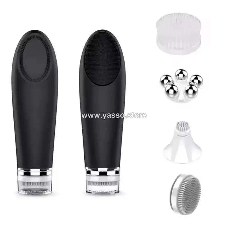 جهاز facify beauty wand تنظيف وتدليك الوجه الكهربائية من السيليكون الناعم - لون اسود - YASSO STORE