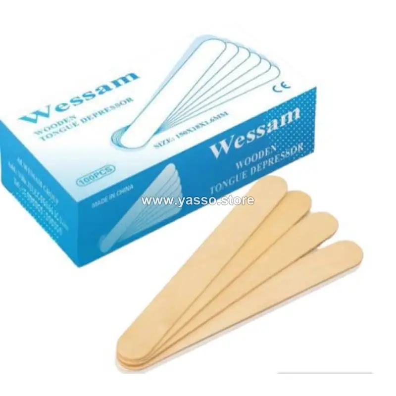 خافض لسان عصاة خشبية عالية الجودة علبة 100 قطعة - YASSO STORE