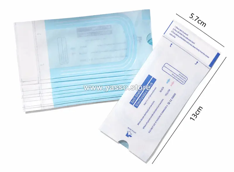 أكياس تعقيم ذاتية الغلق (200 قطعة) - الحل الاحترافي لضمان سلامة أدوات التجميل والادوات الطبية - مقاس 5.7 سم طول 13 سم - YASSO STORE