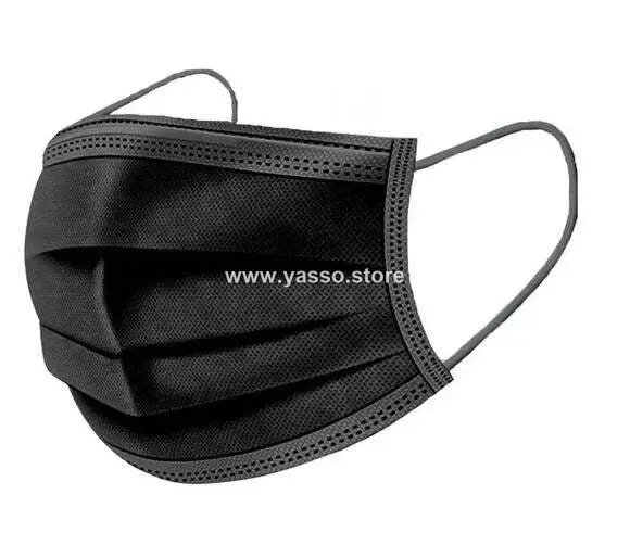 كمامة طبية 3 طبقات – حماية عالية وجودة عالمية وراحة طوال اليوم - اسود علبة 50 قطعة - YASSO STORE