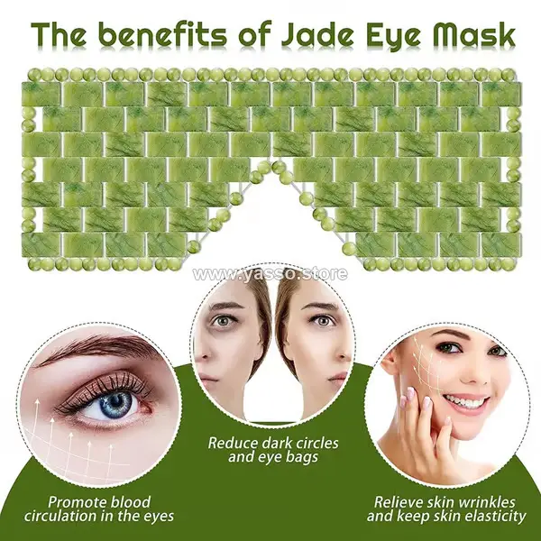 قناع العين من حجر اليشم الطبيعي – ماسك تبريد واسترخاء للعين وتقليل الانتفاخ والهالات | Jade Eye Mask - YASSO STORE