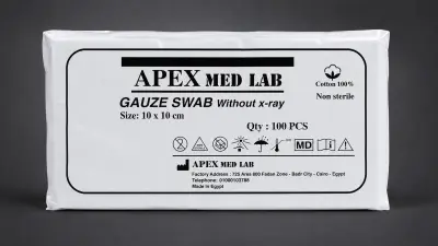 شاش أيبكس عالي الجودة غير معقم مقاس 10 × 10 سم علبة 100 قطعة | شاش طبي للجروح والضمادات - صورة إضافية