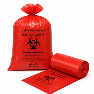 أكياس نفايات طبية حمراء عالية التحمل للنفايات المعدية – مقاومة للتسريب - YASSO STORE