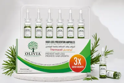 أمبولات ثيرموسيل OLIVIA THERMOCELL لمنع تساقط الشعر وتحفيز الإنبات بخلاصة الروزماري - 10 ملي - YASSO STORE