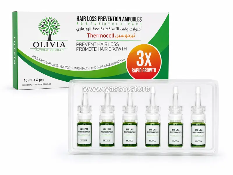أمبولات ثيرموسيل OLIVIA THERMOCELL لمنع تساقط الشعر وتحفيز الإنبات بخلاصة الروزماري - 10 ملي - YASSO STORE