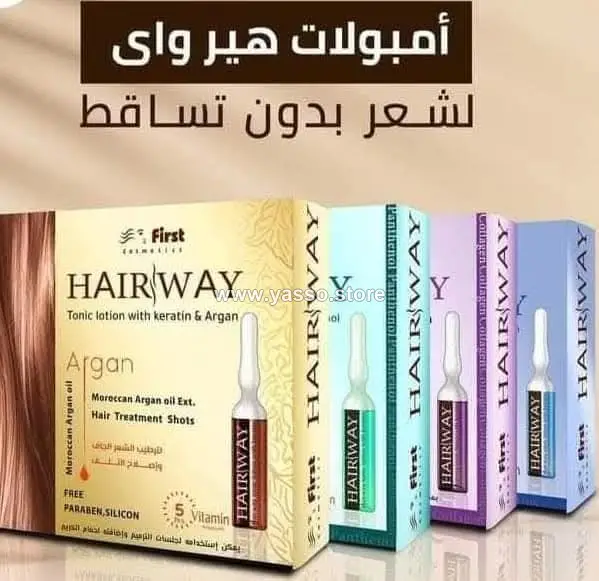 امبولات هير واي بالكرياتين والبانثينول للشعر الجاف والمتقصف – ترطيب وعناية بالشعر وفروة الرأس وتقليل الهيشان والقشرة - YASSO STORE