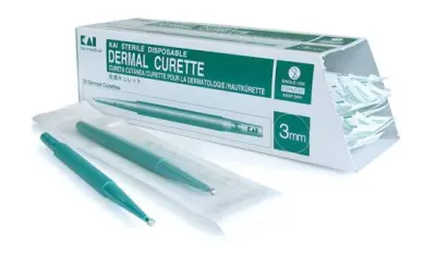 كحتة جلدية KAI المعقمة للاستخدام مرة واحدة | أداة احترافية لكشط الجلد وأخذ العينات – Dermal Curette - مقاس 7 مم - YASSO STORE