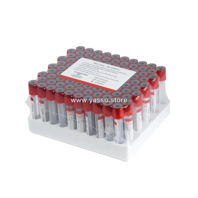 أنابيب سحب الدم الحمراء Plain Tube | أنابيب جمع عينات المصل للاستخدام المخبري الاحترافي - YASSO STORE