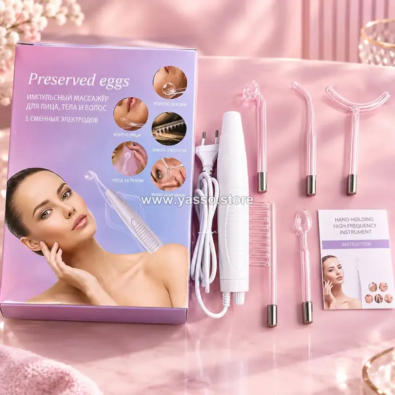 جهاز High Frequency Professional للعناية بالبشرة – 30W مع 5 أقطاب زجاجية احترافية - YASSO STORE