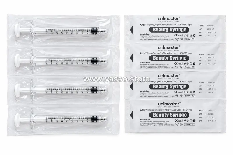 سرنجة تقسيم وحقن الفيلر Unimaster Beauty Syringe معقمة بطرف Luer Lock - YASSO STORE