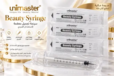 سرنجة تجميل Unimaster Beauty Syringe معقمة بطرف Luer Lock لتقسيم وحقن الفيلر - YASSO STORE