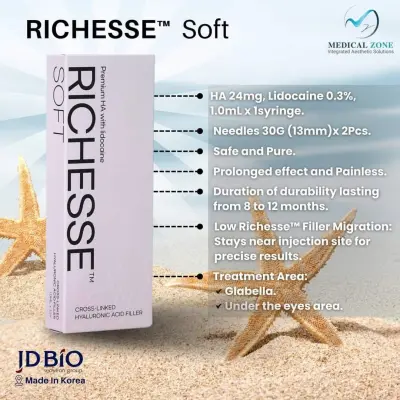 Richesse Soft 1ml: فيلر الهيالورونيك الفاخر لشباب دائم ووداع للخطوط الدقيقة - صورة إضافية