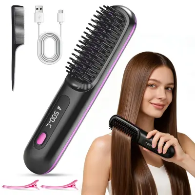 فرشاة فرد الشعر اللاسلكية المحمولة - تصفيف احترافي سريع ولامع لكل أنواع الشعر - YASSO STORE