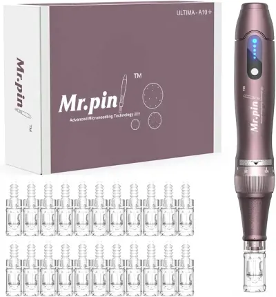 قلم ديرما بن لاسلكي Mr. Pen A10+ الأصلي: تجديد احترافي للبشرة، الوجه، الشعر والجسم | 22 خرطوشة مجانية | سرعات قابلة للتعديل - YASSO STORE