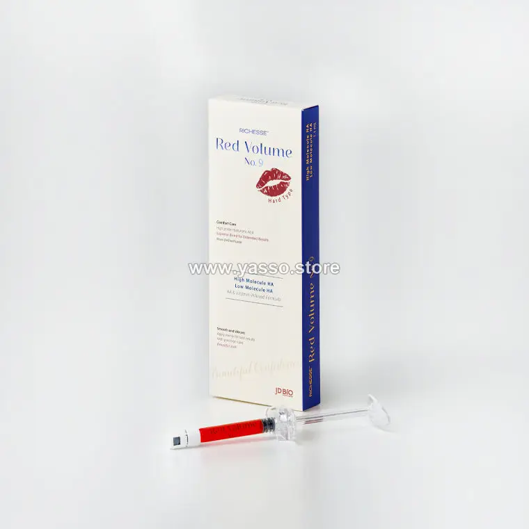 Richesse Red Volume No.9: فيلر الهيالورونيك الكوري عالي الكثافة لنحت وتحديد الشفايف بفيتامين B12 (1.1 مل) - YASSO STORE