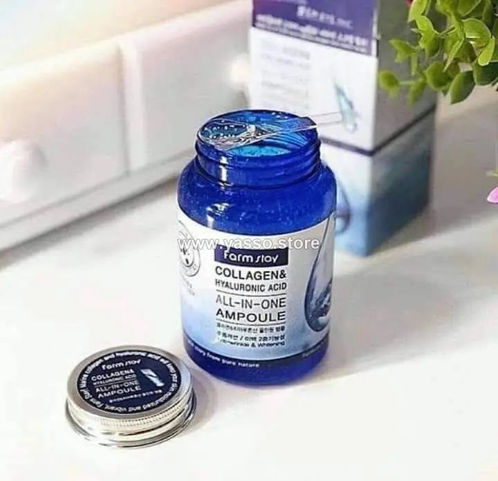 سيروم الكولاجين والهيالورونيك أسيد المتكامل من فارم ستاي (FARM STAY COLLAGEN AND HYALURONIC ACID ALL IN ONE AMPOULE) - YASSO STORE