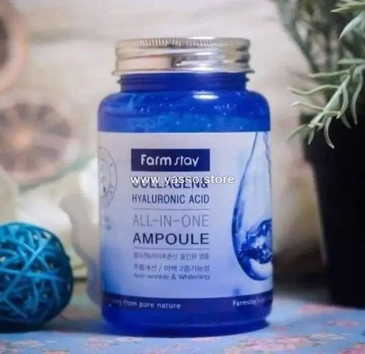 سيروم الكولاجين والهيالورونيك أسيد المتكامل من فارم ستاي (FARM STAY COLLAGEN AND HYALURONIC ACID ALL IN ONE AMPOULE) - YASSO STORE