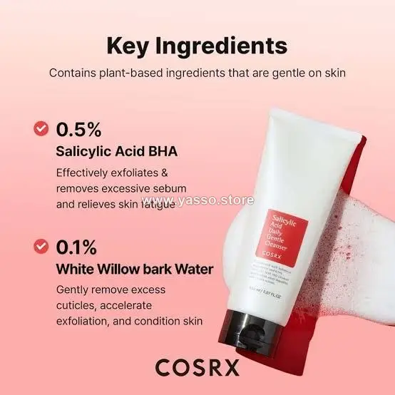 غسول كوزركس اليومي اللطيف بحمض الساليسيليك (Cosrx Salicylic Acid Daily Gentle Cleanser) - YASSO STORE